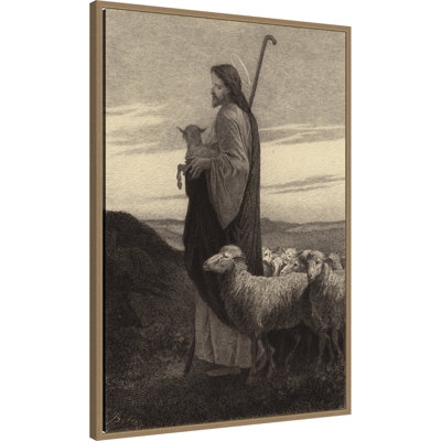 The Good Shepherd by Albert Robida Framed Canvas Wall Art Print