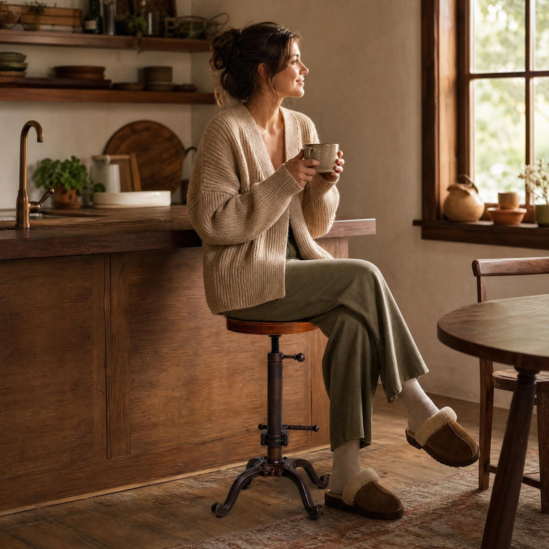 Tabouret de bar pivotant vintage 22,04 à 25,98 pouces avec tabourets de comptoir industriels réglables pour îlot de cuisine avec repose-pieds