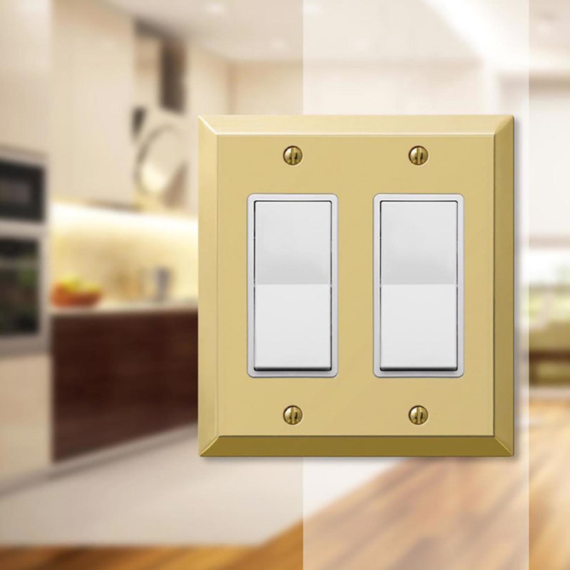 Amerelle Century Polished Brass 2 gang Metal Decorator Wall Plate 1 pk