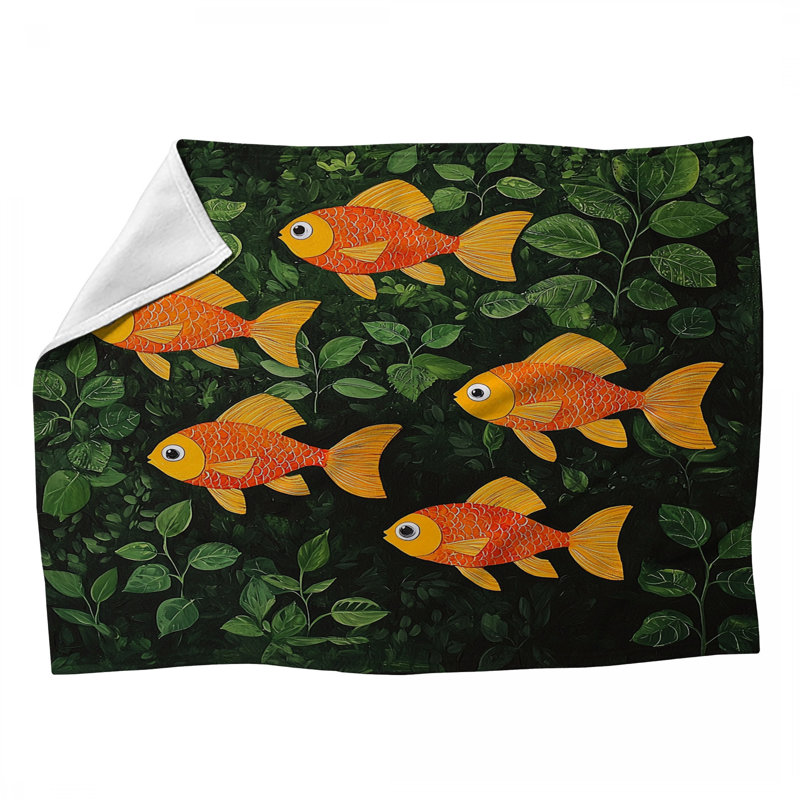 Jeté en molleton Goldfish - Jeté d'animaux pour canapés ou lits, L 60 po x l 50 po