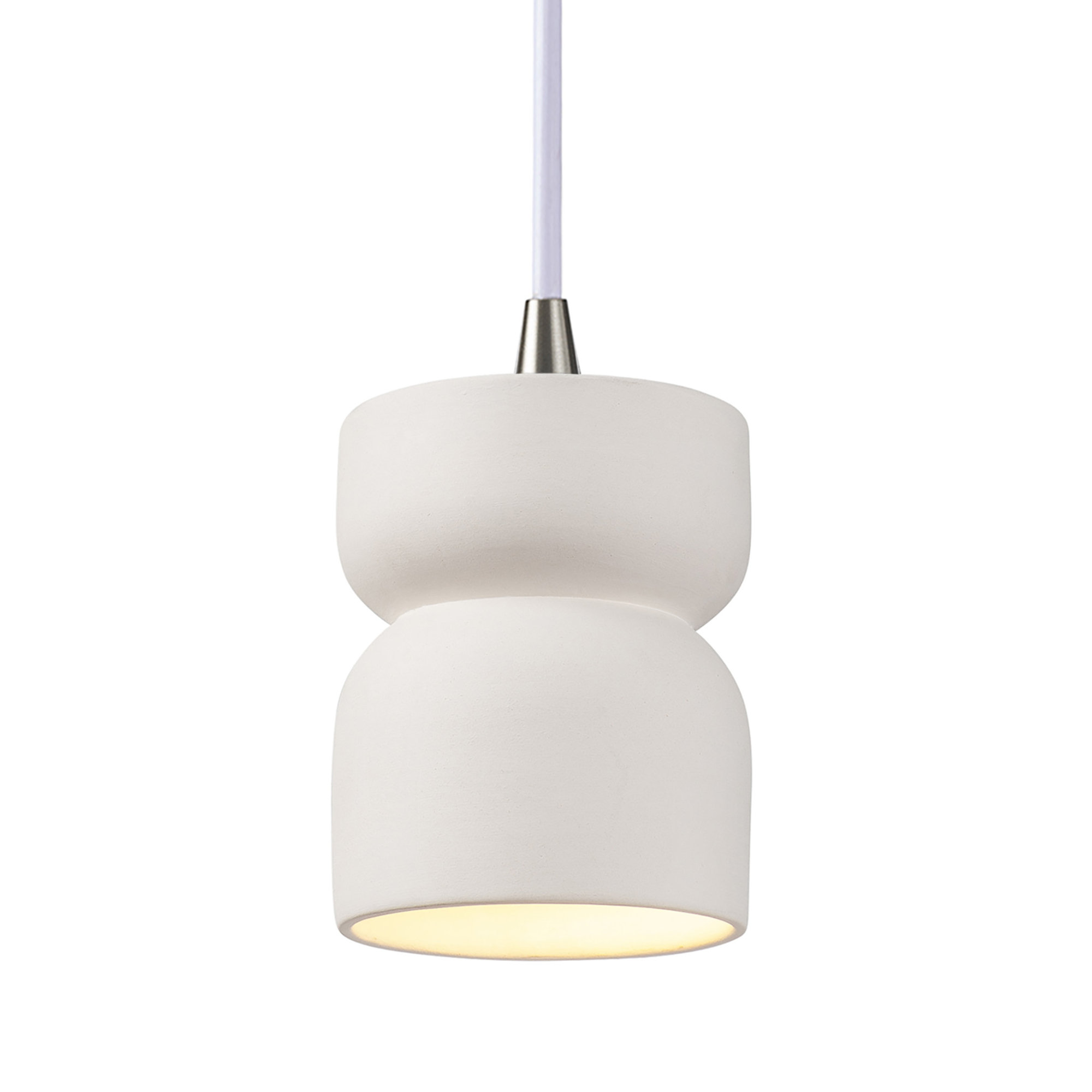 Nysta Ceramic Dimmable Pendant, Bisque, Brushed Nickel
