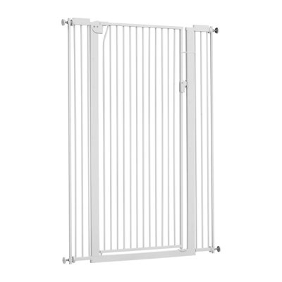 Barrière extra haute pour chat, largeur réglable de 29 à 41 po, barrière pour chien de 56 po de hauteur, avec ensemble de fixation à pression et ensemble de fixation murale, espacement de 1,3 po pour les escaliers, les portes et la maison, blanc
