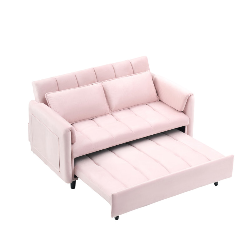 Canapé-lit, canapé convertible, fauteuil inclinable, lit, 3 en 1, dossier réglable à 3 positions, canapé modulaire à 2 places, 2 poches latérales, 2 coussins