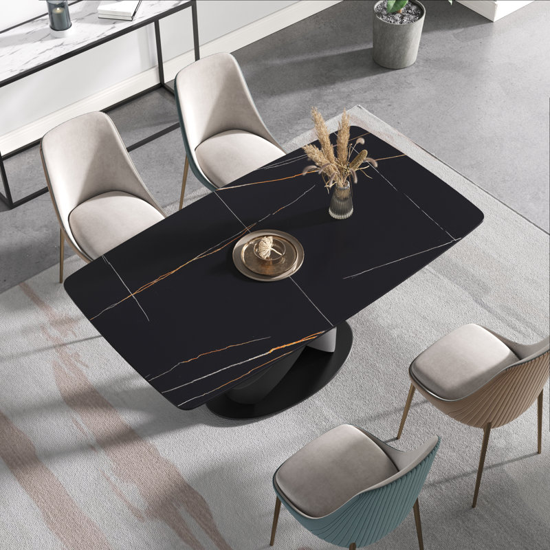 Table de salle à manger Sesteded, Noir, Noir, H 29,53 po x L 63 po x l 35,43 po