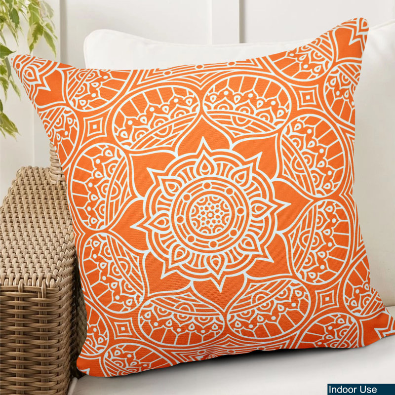 Coussin intérieur/extérieur Floral, Orange