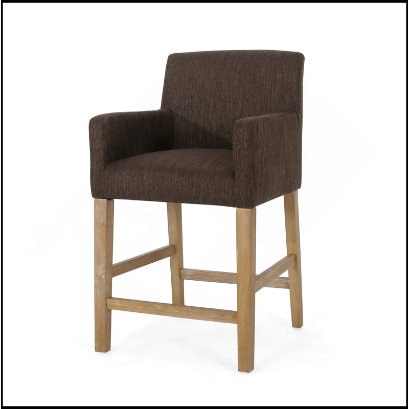 Upholstered 26 Inch Counter Stool - Weathered , Brown, Natural