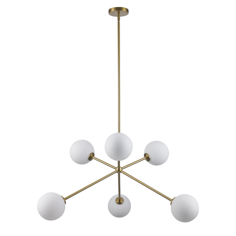 Luminaire suspendu Spoutnik à 6 lumières Minna, Or antique