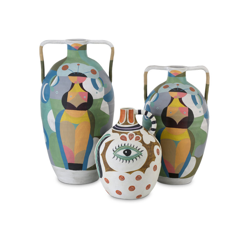 Amphora Handmade Terracotta Table Vase, 23.63" H x 12" W x 12" D