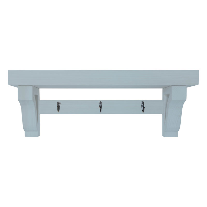 Rayne Medium Wall Mounted Coat Rack with Shelf 2 Hook, 18/6/6, Gray