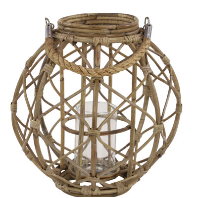 Lanterne ronde en rotin tissé rustique