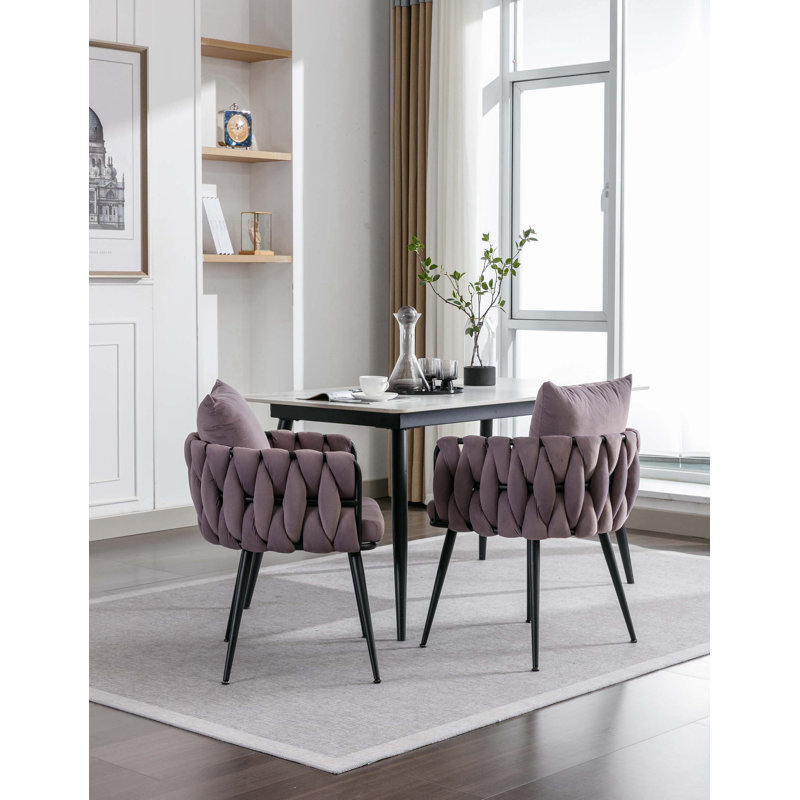 Chaise de salle à manger capitonnée, Mauve