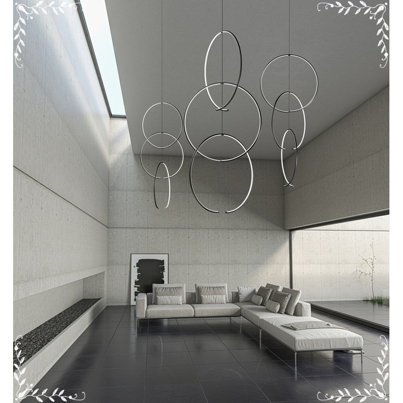 Satin Black 56" LED Geometric Chandelier