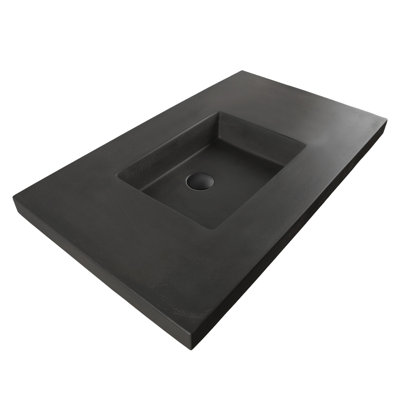 Newterra Concrete Handmade Rectangular Console Bathroom Sink