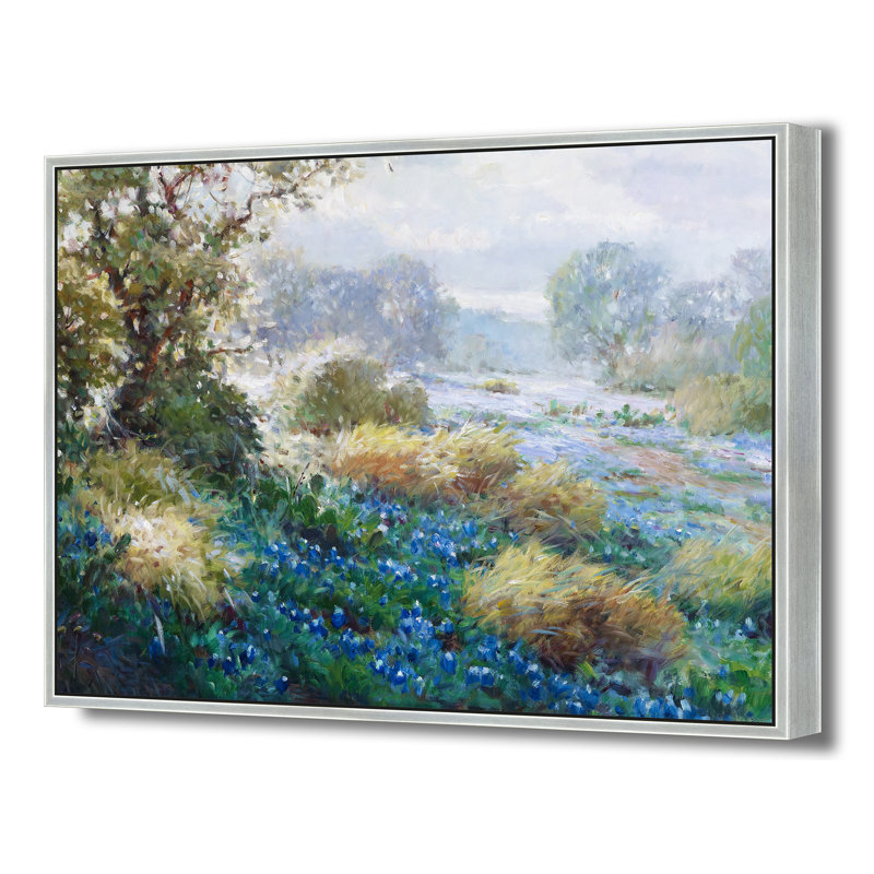 Bluebonnet Morning Drift Print, Silver, 32" H x 42" W