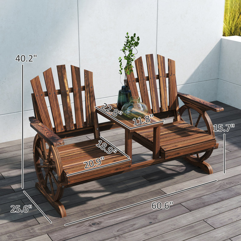Banc de jardin stable en bois, banc de jardin 2 places