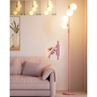 S Italy style Dimmable  Gold Floor Lamp Tall Standing Lamps with 3 Globe Soft Warm White-White