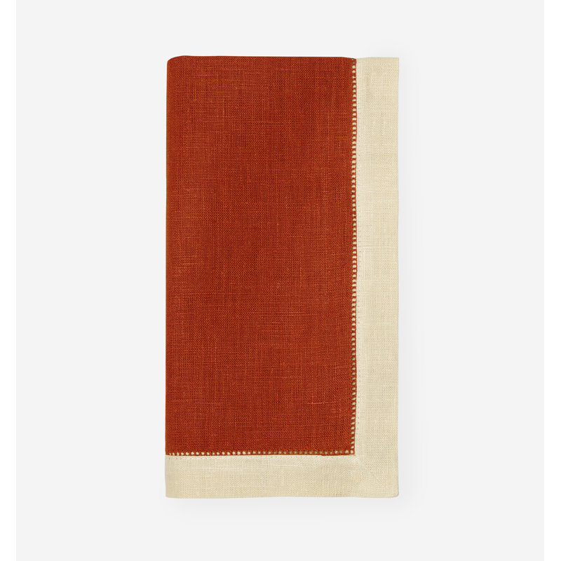 Roma Linen Napkins, Paprika/Stone