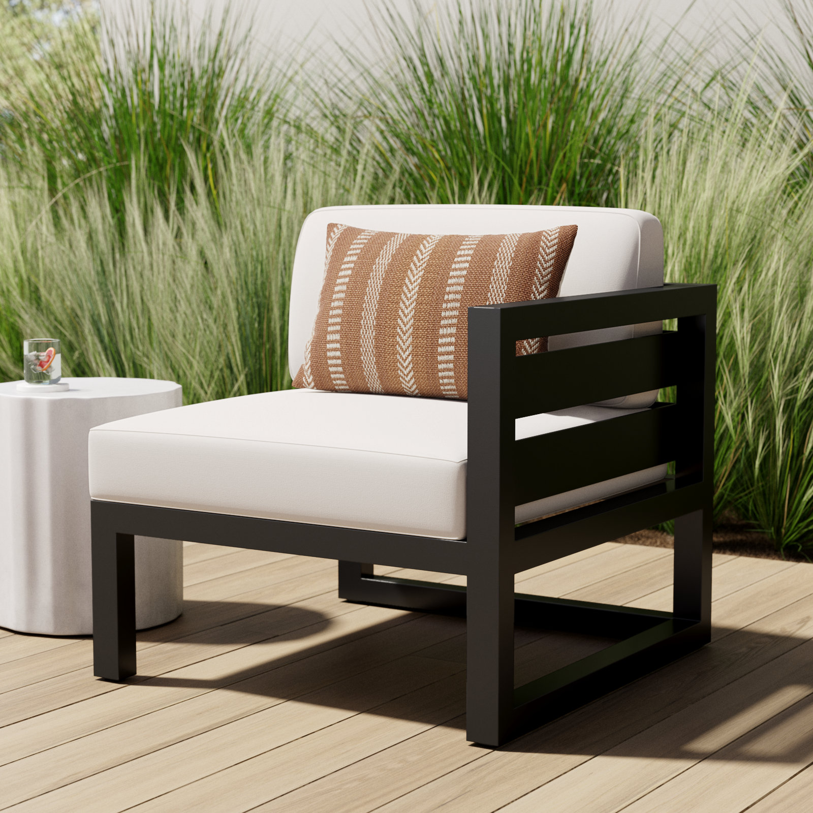 Smith Sunbrella® Patio Lounge Chair, Canvas Natural, Black