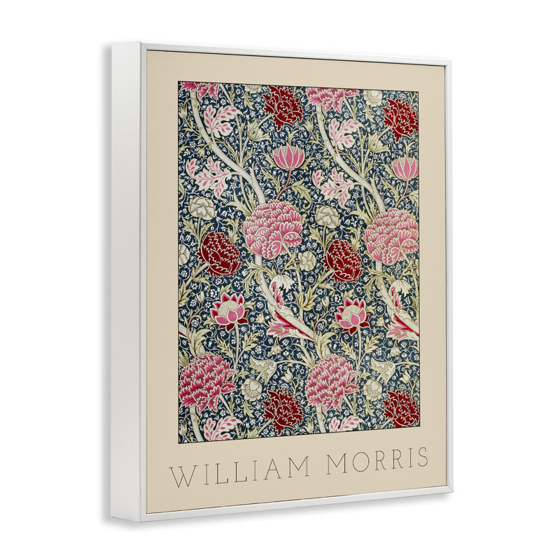 Estampe numérique ornée de fleurs entrelacées classiques, design par Lil 'Rue, Encadrement giclée blanc côtier