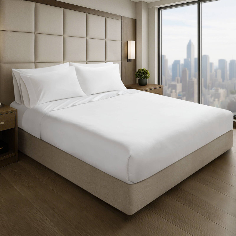 Ensemble de draps en coton Percale Weave, Ensemble de draps pour très grand lit avec 2 taie