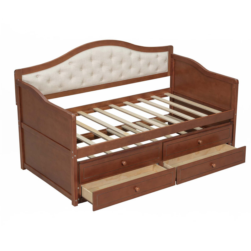 Lit de jour simple avec couchette, Noyer