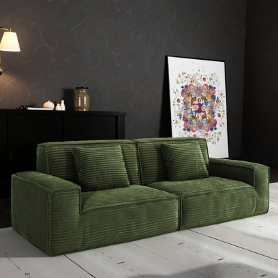 106.3 Inch Wide Striped Fabric , 3 - Seat Modern With Vacuum Compression And Comfortable Seating, Ideal For Guest Room Living Good Wear Resistance, Apartment Bedroom