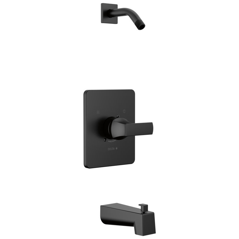 Velum 14 Series Single-Function Black Tub and Shower Faucet Set, Valve Trim Kit, Shower Handle, Shower Trim Kit, Shower Set, Matte Black (Shower Head and Valve Not Included)