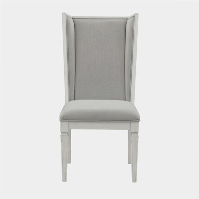 Chaise d'appoint rembourrée gris clair et blanc patiné (ensemble de 2 pièces)