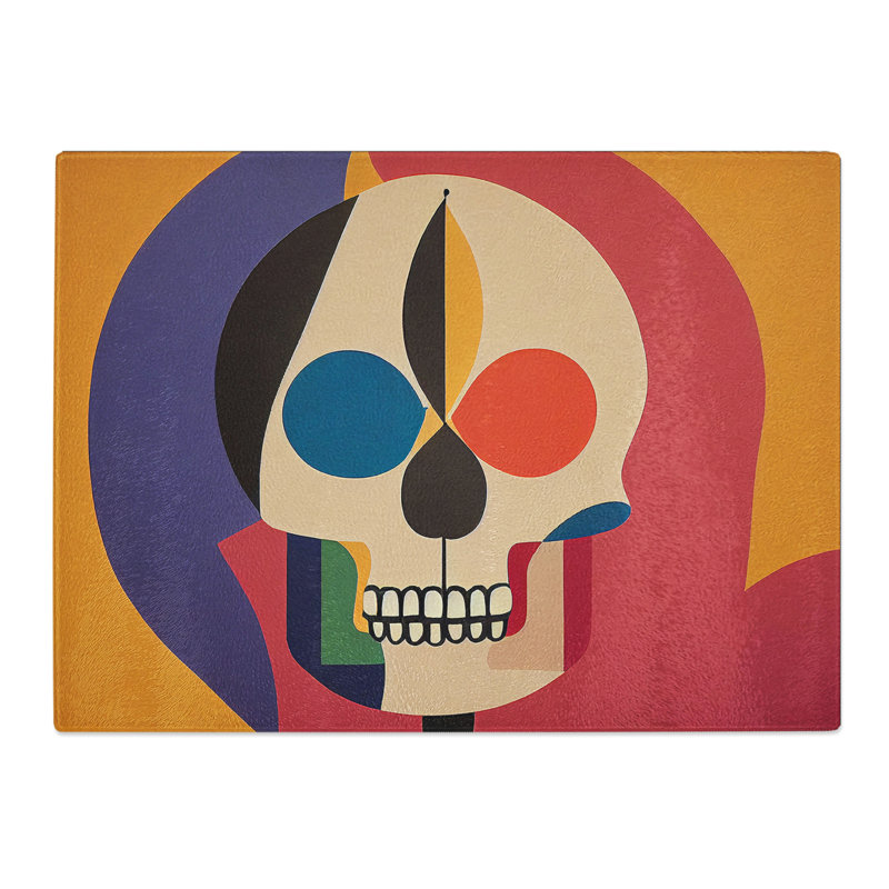 Colourful Abstract Skull  Glass Chopping Board