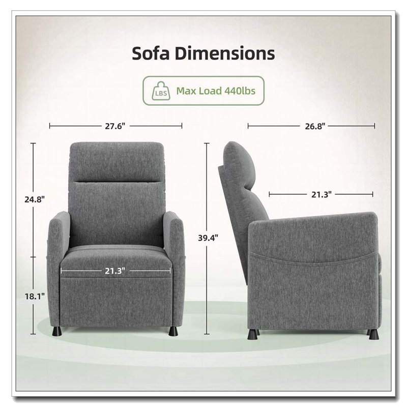 Power Recliner Chair, Light Grey