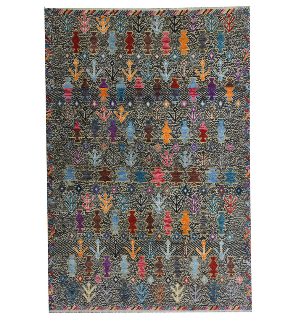 Geometric Hand Knotted 143cm X 197cm Area Rug