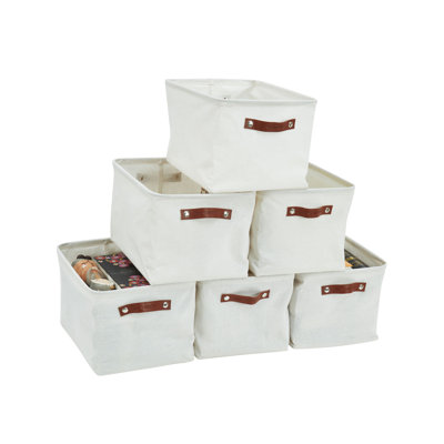 Decomomo Water Resistant Foldable Storage Bin | Canvas Fabric Container With Handles