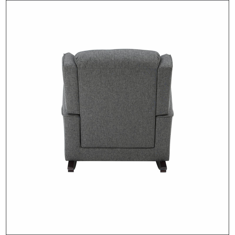 Chaise berçante grise avec accoudoirs évasés