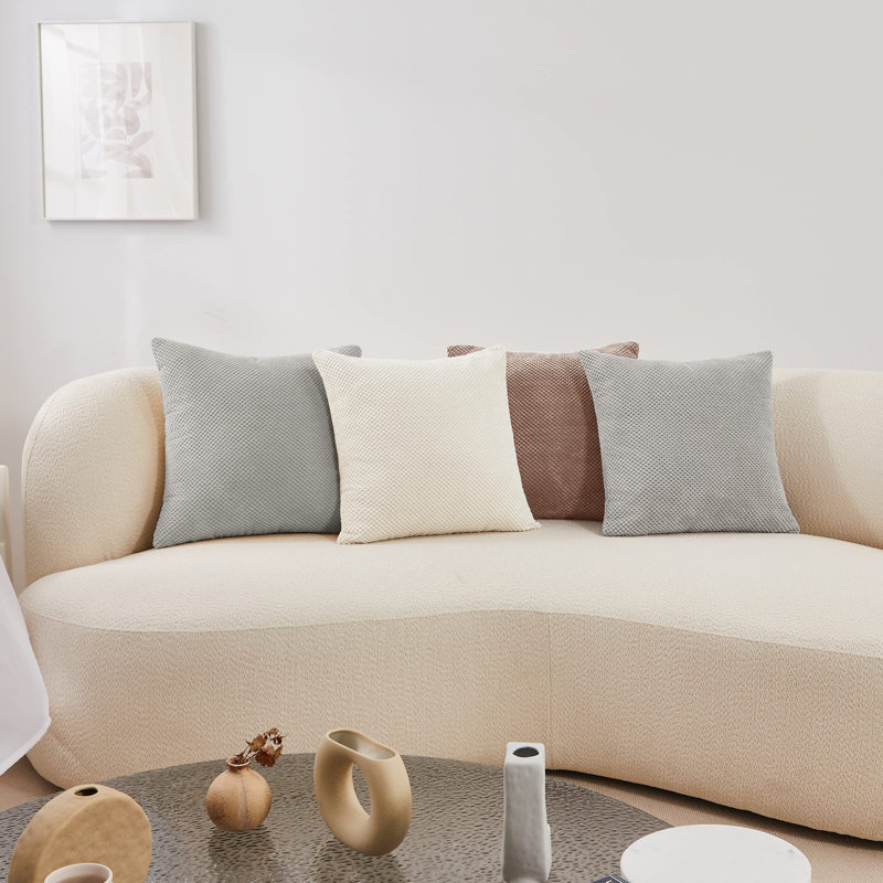 Anajee Light Grey Square Throw Cushion Cover, 45cm H x 45cm W