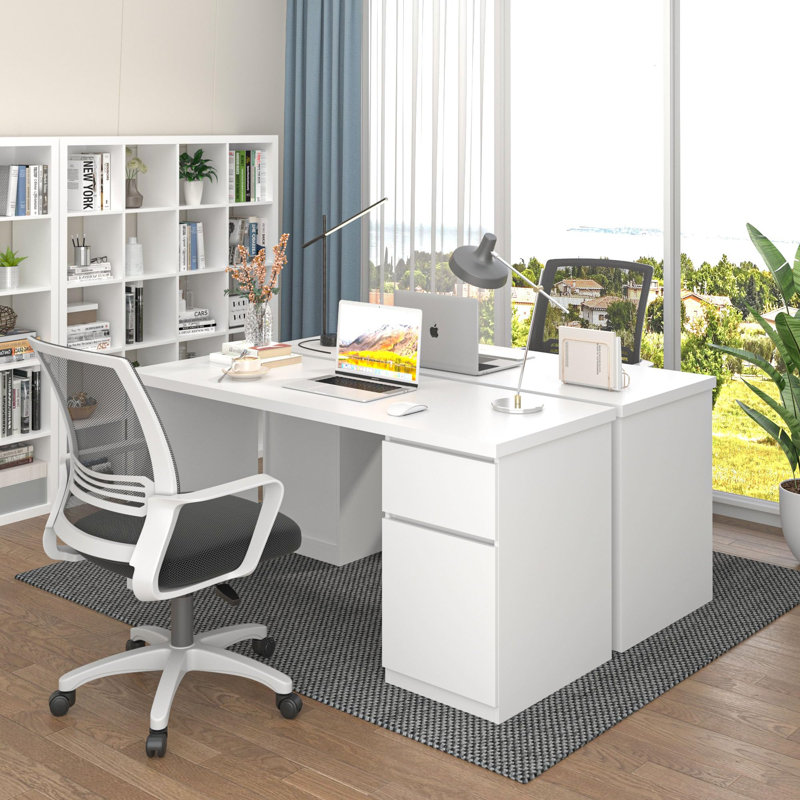 Shankle Computer Desk, White, 29.4" H x 43.3'' W x 17.7'' D