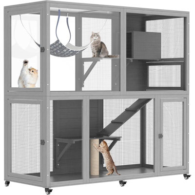 2-Tier Wooden Indoor Catio Enclosure, Gary