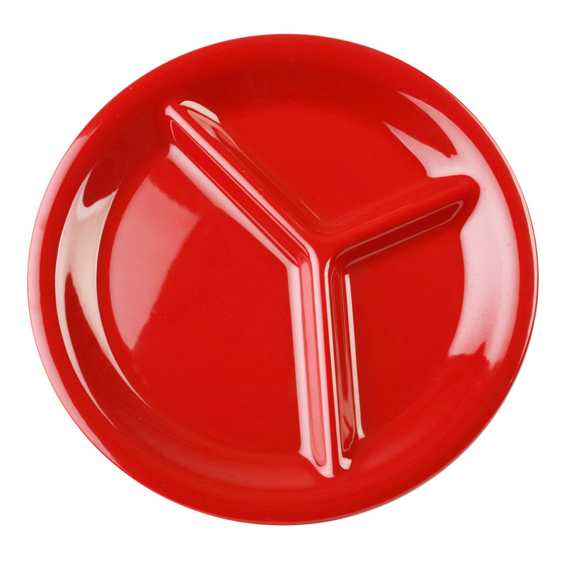 Plat de service divisée en mélamine 3 compartiments color Corington, Rouge