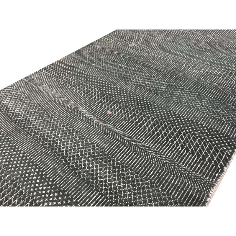 Hand-Knotted High-Quality Green Runner
