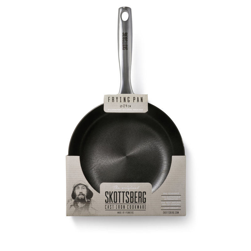Lightweight Black Cast Iron Frying Pan with Stainless Steel Handle