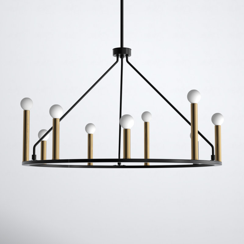 9-Light Two-Tone Candle Wagon Wheel Chandelier