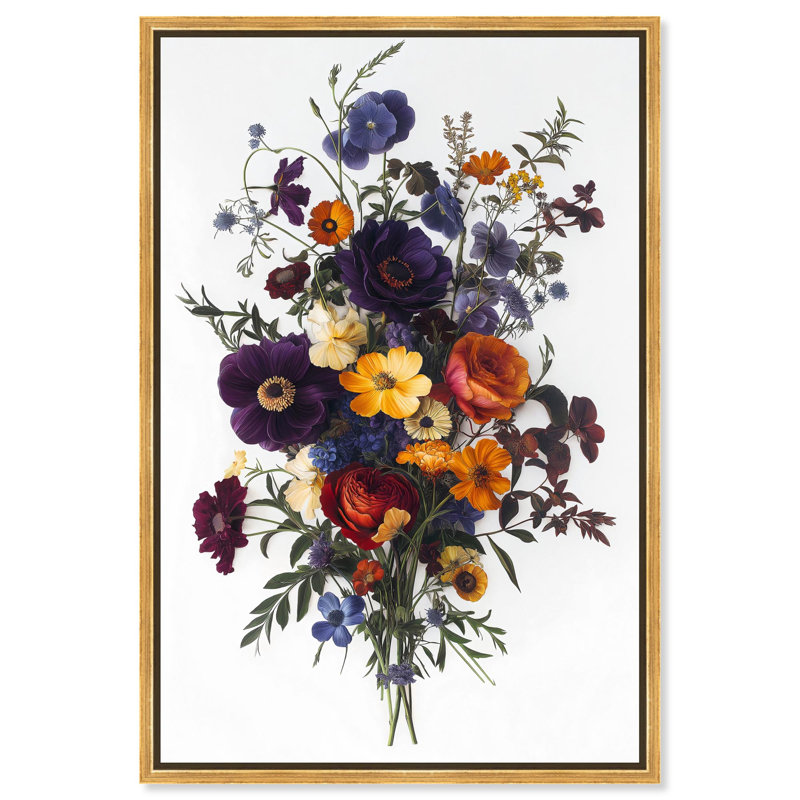«Regal Rose Riot III», reproduction d'art sur toile colorée par , Cadre doré, H 37 po x l 25 po