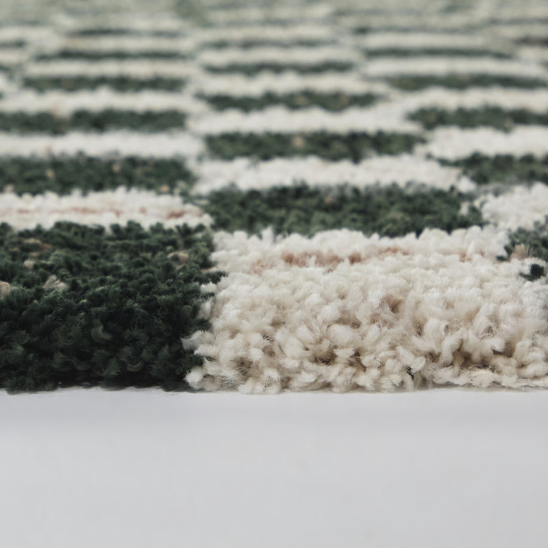 Tapis vert à carreaux moderne vert, Rectangle 5 pi 3 po x 6 pi 11,9 po