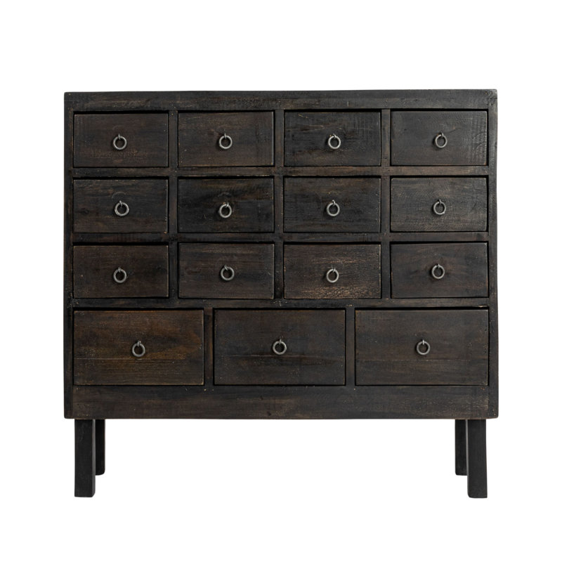 Apothecary Cabinet with 15 Drawers, Black, Black