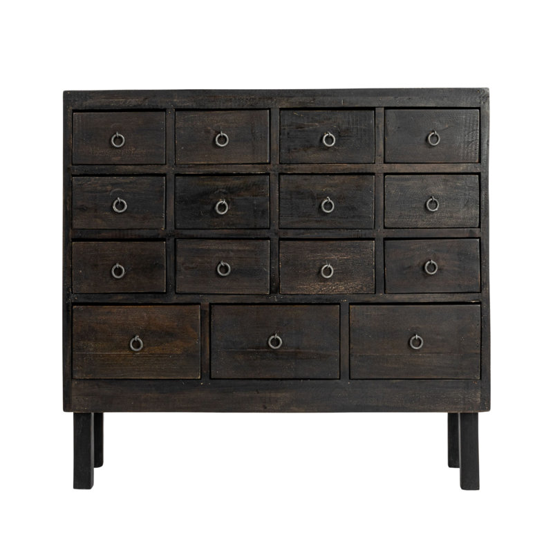 Armoire d'apothicaire avec 15 tiroirs, noir, Noir
