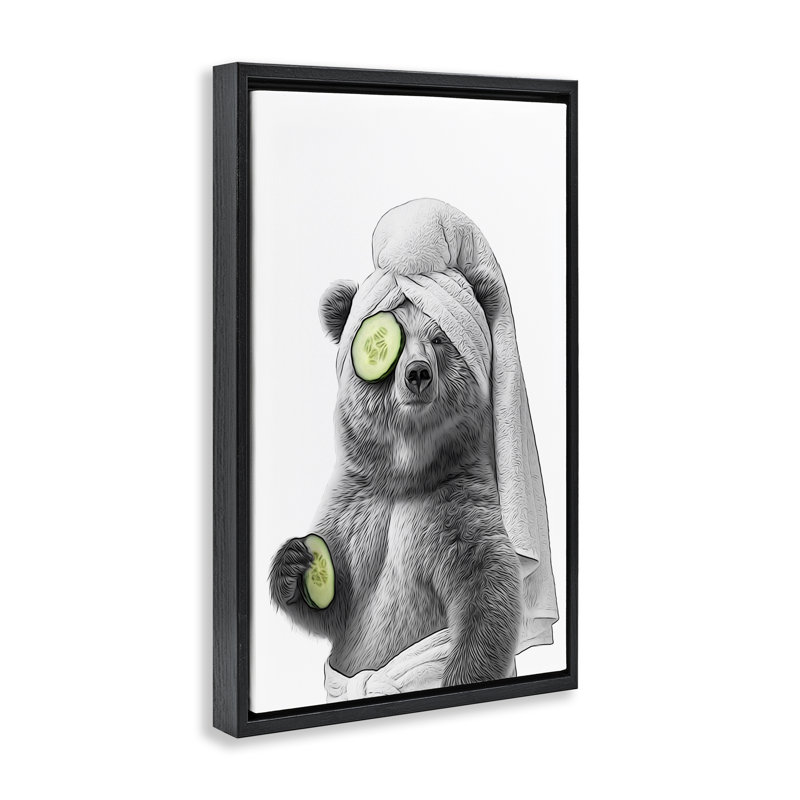 «Fun Bear Face Mask» par Annalisa Latella, H 25 po x l 17 po, Cadre flottant noir de jais