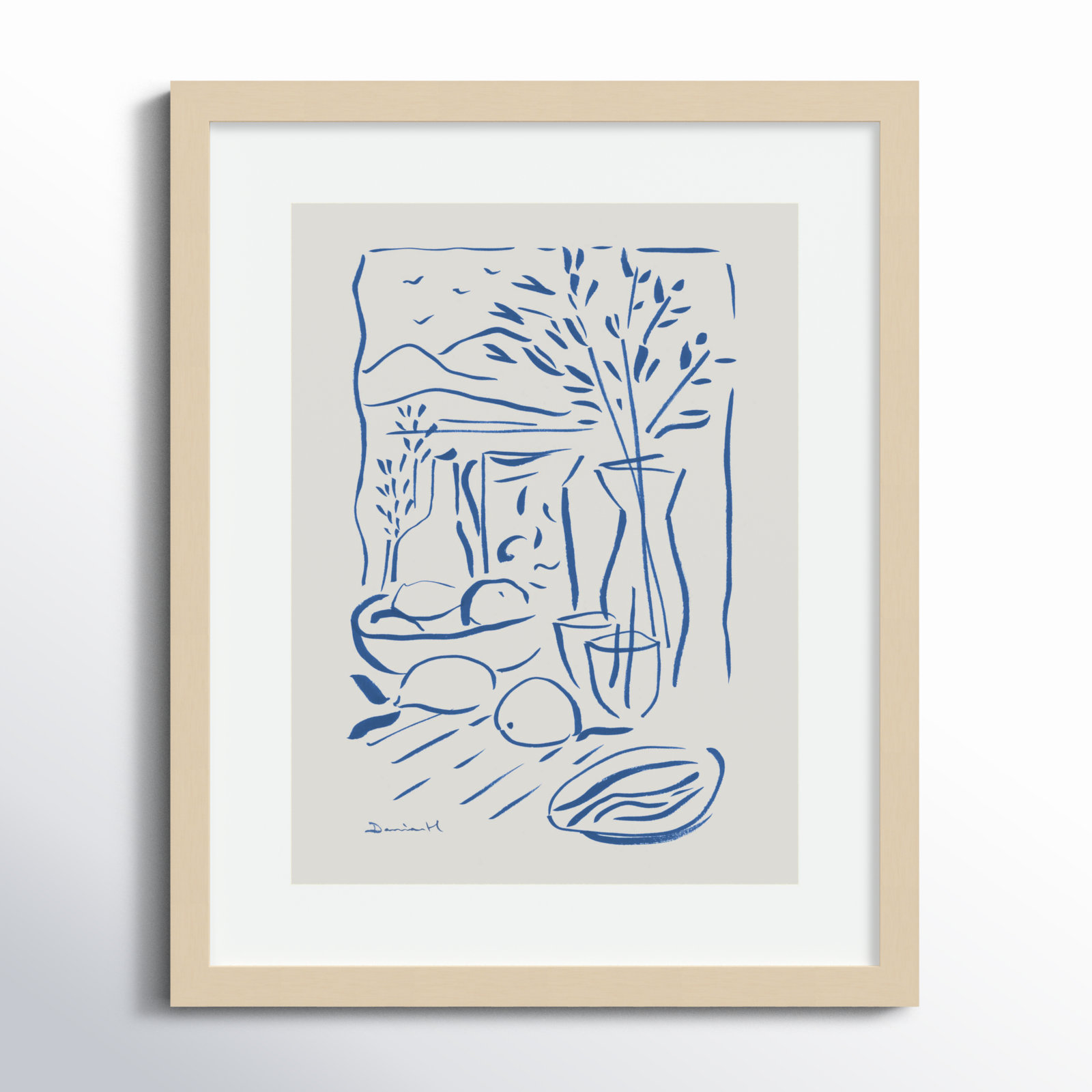 Mediterranean View by Dan Hobday Wood Framed Wall Art Print, 21" H x 17" W, Brown Framed