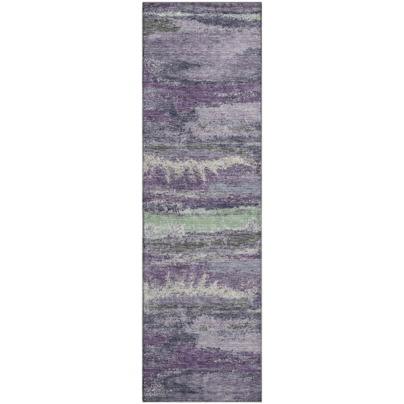 Premium Machine Washable Prisco Purple Rug, Runner 2'3" x 7'6"