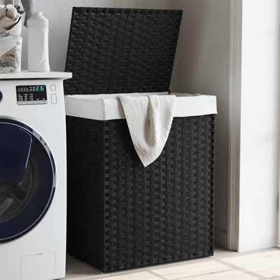  Panier à linge avec couvercle en rotin de polyester