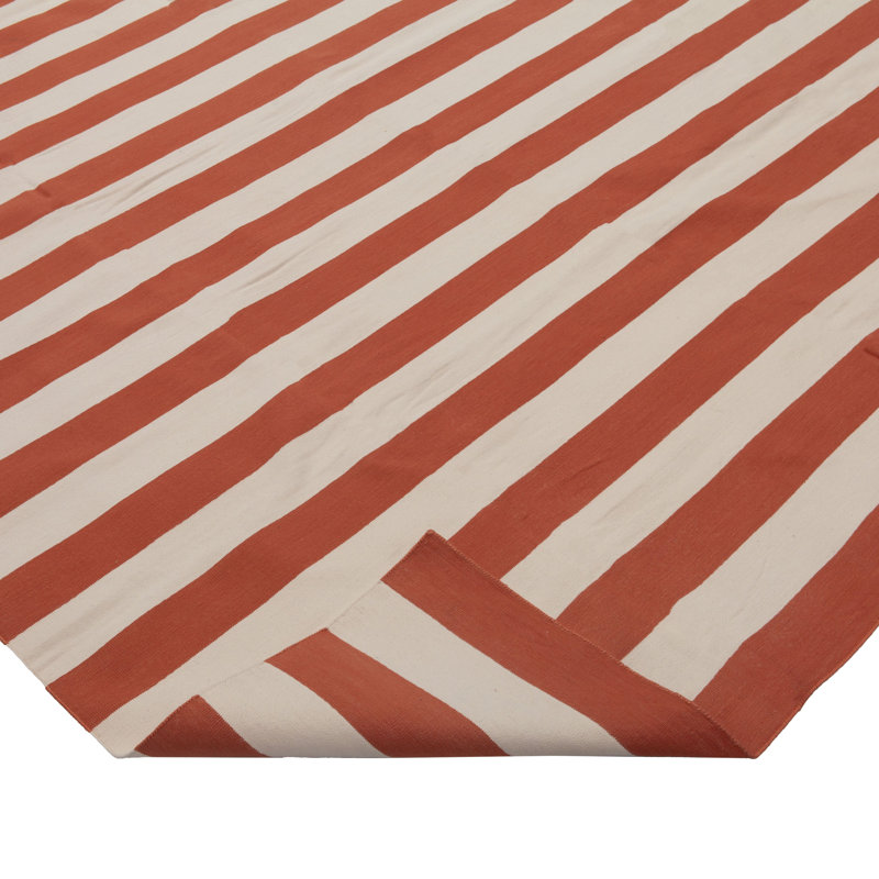 Orange Dhurrie Cotton Rug - 7'10" x 9'10"