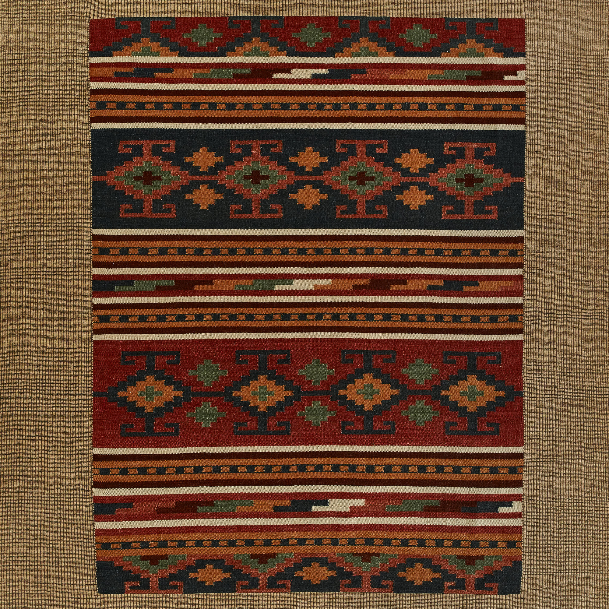 Momeni Adobe Hand Woven Wool and Jute Geometric Multi Area Rug, Rectangle 6' x 9'